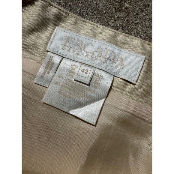 ESCADA light pale yellow linen cotton natural straight pencil skirt vintage - Picture 7 of 8